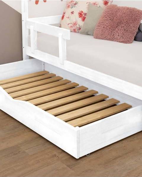 Bílá dřevěná zásuvka pod postel s roštem Benlemi Buddy, 90 x 180 cm