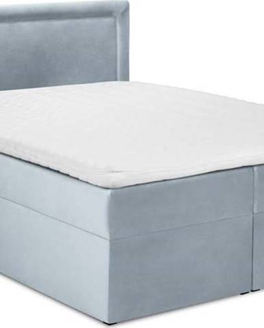 Bledě modrá sametová dvoulůžková postel Mazzini Beds Yucca, 200 x 200 cm