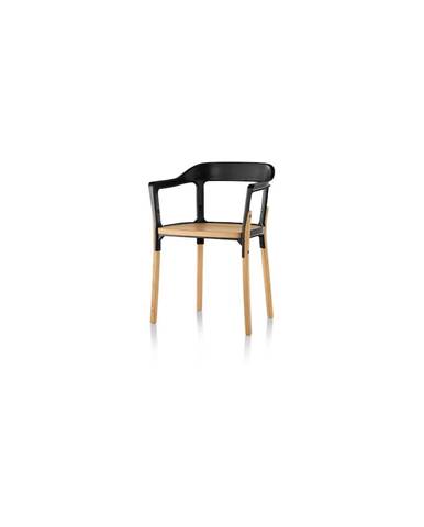 Černo-hnědá jídelní židle Magis Steelwood