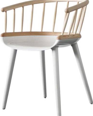 Hnědo-bílá jídelní židle s opěrkou z jasanového dřeva Magis Cyborg