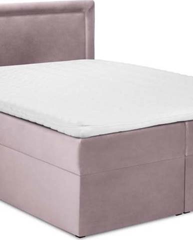 Růžová sametová dvoulůžková postel Mazzini Beds Yucca, 180 x 200 cm