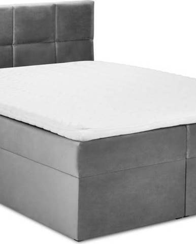 Šedá sametová dvoulůžková postel Mazzini Beds Mimicry, 180 x 200 cm