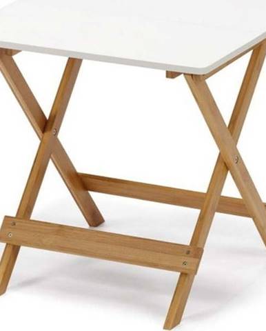 Bílý sklápěcí stolek s bambusovými nohami Bonami Essentials Lora