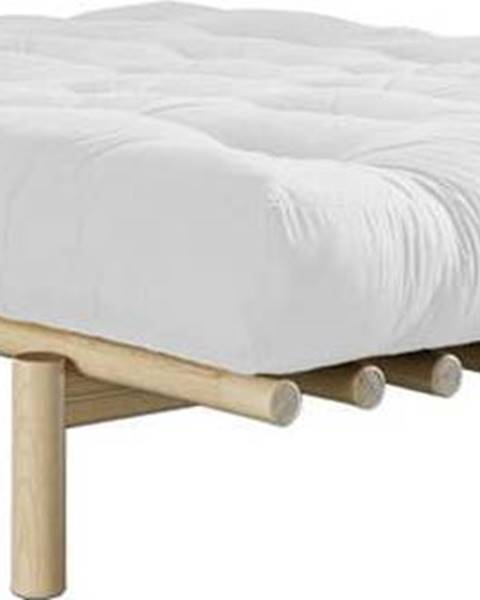 Karup Design Dvoulůžková postel z borovicového dřeva s matrací Karup Design Pace Comfort Mat Natural Clear/Natural, 160 x 200 cm