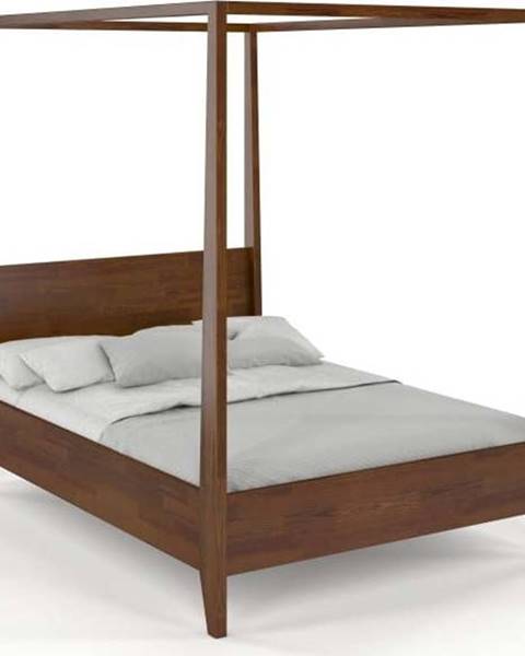 SKANDICA Dvoulůžková postel z masivního borovicového dřeva SKANDICA Canopy Dark, 160 x 200 cm