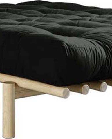 Dvoulůžková postel z borovicového dřeva s matrací Karup Design Pace Comfort Mat Natural Clear/Black, 160 x 200 cm