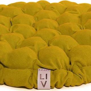 Hořčicový sedací polštářek s masážními míčky Linda Vrňáková Bloom, ø 65 cm