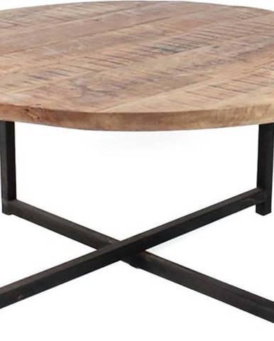 Černý konferenční stolek s deskou z mangového dřeva LABEL51 Dex, ⌀ 80 cm