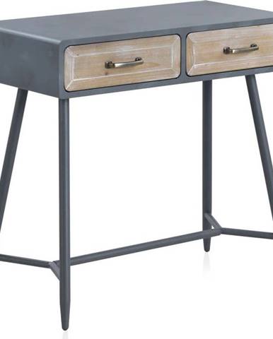 Konzolový stůl s šedými detaily a dvěma šuplíky Geese Rustico Duro