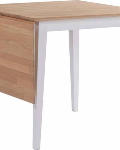 Přírodní sklápěcí dubový jídelní stůl s bílými nohami Rowico Mimi, 80 x 80 cm