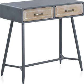 Konzolový stůl s šedými detaily a dvěma šuplíky Geese Rustico Duro