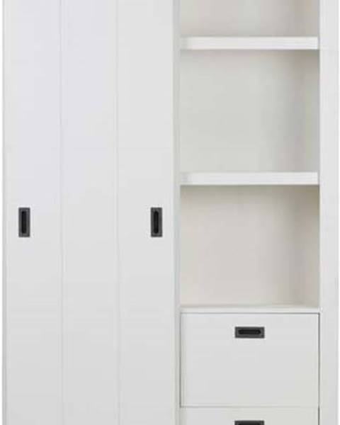 vtwonen Bílá šatní skříň z borovicového dřeva s posuvnými dveřmi 122x232 cm Slide - vtwonen