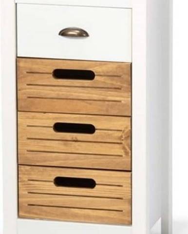 Bílá skříňka z borovicového dřeva se 4 šuplíky loomi.design Ibiza