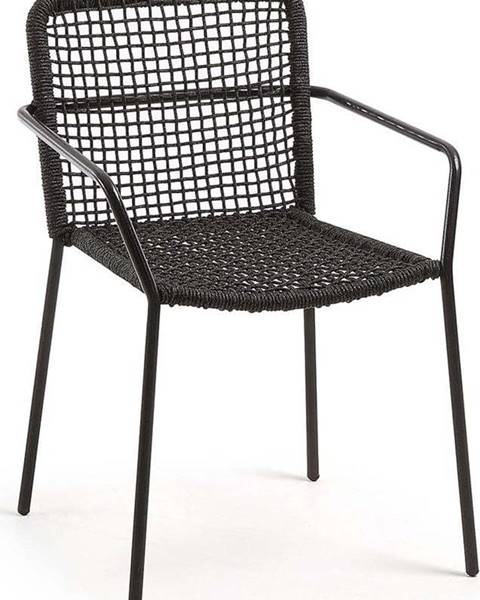 La Forma Černá zahradní židle s ocelovou konstrukcí Kave Home Bomer