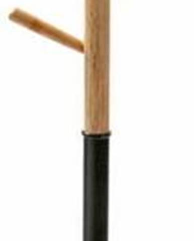 Černý věšák s dřevěnými prvky VERSA Clothes, výška 180 cm