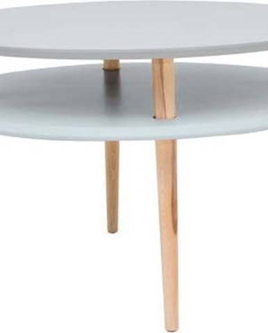 Světle šedý konferenční stolek s přírodními nohami Ragaba UFO, Ø 70 cm