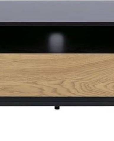 Černý TV stolek v dekoru dubu 140x45 cm Seaford - Actona