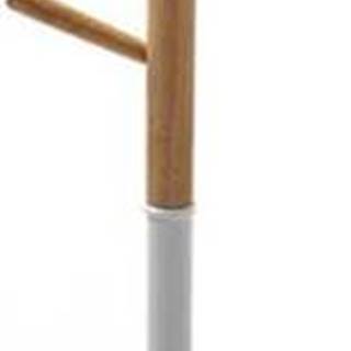 Bílý věšák s dřevěnými prvky VERSA Clothes, výška 180 cm