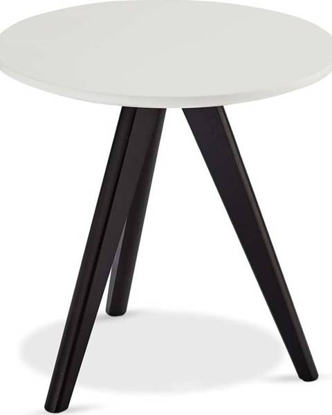 Furnhouse Černo-bílý konferenční stolek s nohami z dubového dřeva Furnhouse Life, Ø 40 cm