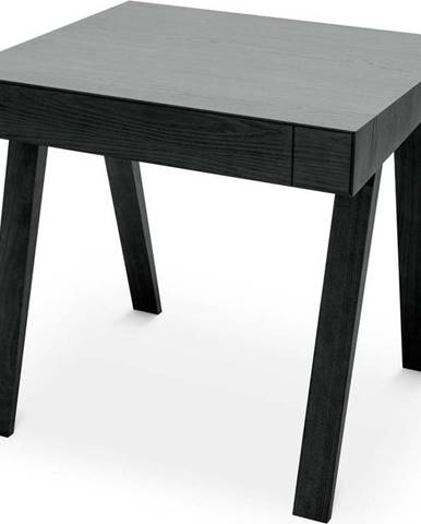 Černý stůl s nohami z jasanového dřeva EMKO 4.9, 80 x 70 cm