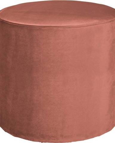 Růžový sametový puf WOOOD Sara, ⌀ 46 cm
