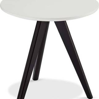 Černo-bílý konferenční stolek s nohami z dubového dřeva Furnhouse Life, Ø 40 cm