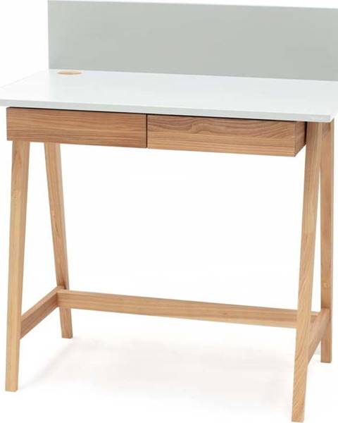 Ragaba Bílý psací stůl s podnožím z jasanového dřeva Ragaba Luka, délka 85 cm