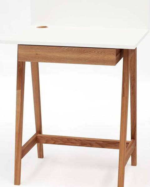 Ragaba Bílý psací stůl s podnožím z jasanového dřeva Ragaba Luka Oak, délka 65 cm