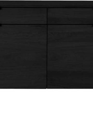 Černá komoda s 2 šuplíky z dubového dřeva Canett Soho, šířka 180 cm
