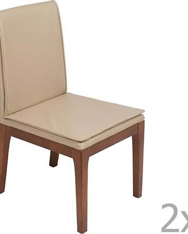 Sada 2 krémových jídelních židlí s konstrukcí z dubového dřeva Santiago Pons Donato