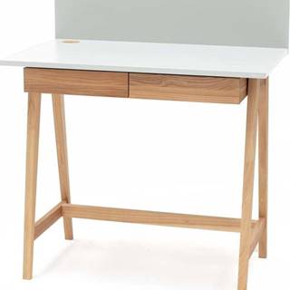 Bílý psací stůl s podnožím z jasanového dřeva Ragaba Luka, délka 85 cm