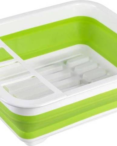 Bílo-zelený skládací odkapávač na nádobí Wenko Rack
