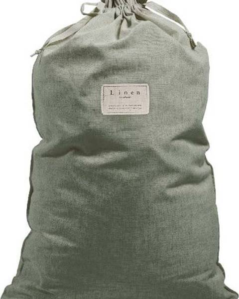 Linen Couture Látkový vak na prádlo s příměsí lnu Linen Couture Bag Green Moss, výška 75 cm
