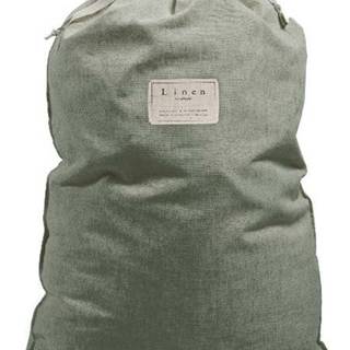 Látkový vak na prádlo s příměsí lnu Linen Couture Bag Green Moss, výška 75 cm
