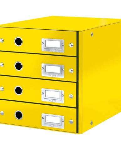 Žlutý box se 4 zásuvkami Leitz Office, délka 36 cm