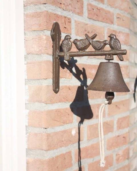 Esschert Design Litinový nástěnný zvonek s dekorativními ptáčky Esschert Design