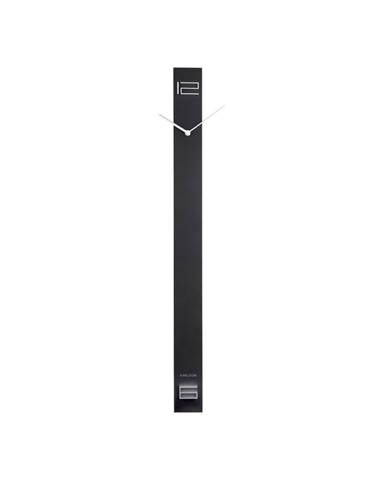 Černé dřevěné nástěnné hodiny Karlsson Discreet Long, 7,7 x 90 cm