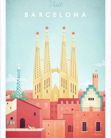 Plakát Travelposter Barcelona, A2