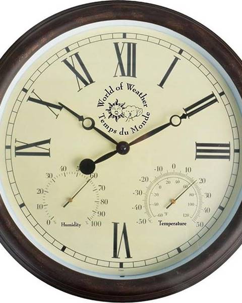 Ego Dekor Venkovní nástěnné hodiny s římskými číslicemi a teploměrem Esschert Design