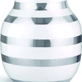 Bílá kameninová váza s detaily ve stříbrné barvě Kähler Design Omaggio, výška 20 cm