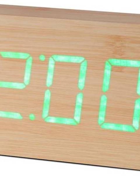 Gingko Světle hnědý budík se zeleným LED displejem Gingko Slab Click Clock
