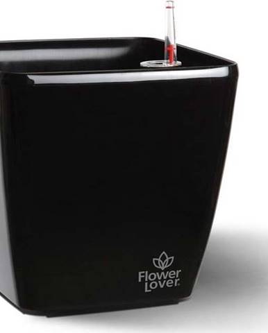Černý samozavlažovací květináč Flower Lover Quadrato, 34 x 34 cm