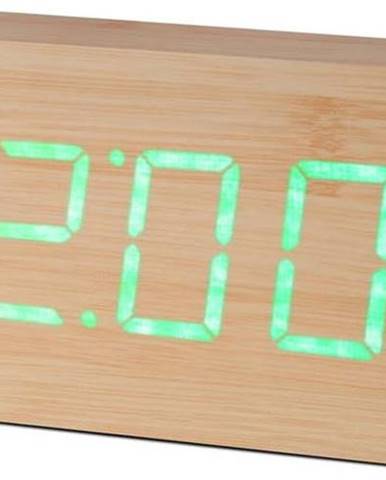 Světle hnědý budík se zeleným LED displejem Gingko Slab Click Clock