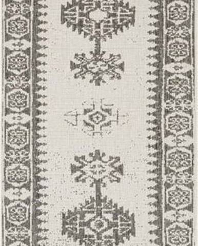 Šedo-krémový venkovní koberec Bougari Duque, 80 x 250 cm
