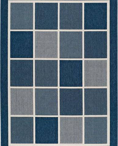 Modrý venkovní koberec Universal Nicol Squares, 80 x 150 cm