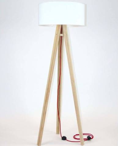 Stojací lampa s bílým stínítkem a červeným kabelem Ragaba Wanda