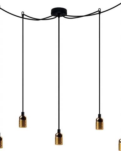 Černé pětiramenné závěsné svítidlo s detaily ve zlaté barvě Sotto Luce Uno