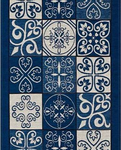 Modrý běhoun Floorita Maiolica, 55 x 190 cm