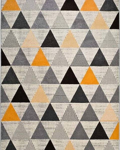 Universal Šedo-oranžový koberec Universal Leo Triangles, 80 x 150 cm