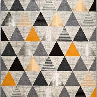 Šedo-oranžový koberec Universal Leo Triangles, 80 x 150 cm